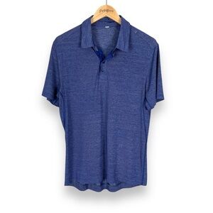 Lululemon Short Sleeve Polo Shirt, Heather Blue M - Lightweight, Breathable